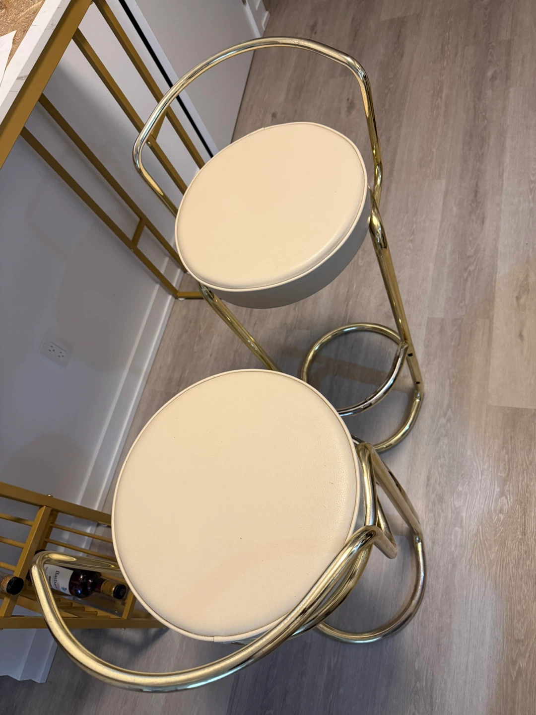 Set of 2 Cream & Gold Bar Stools - photo 2