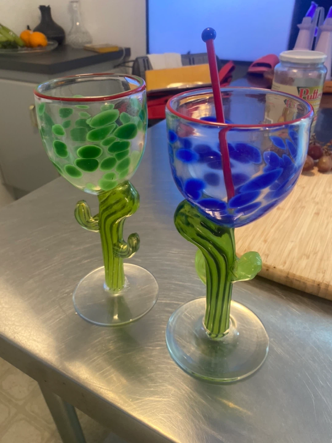 Set of 2 Hand Blown Virginia Wilson Glass Cactus Glasses - photo 2