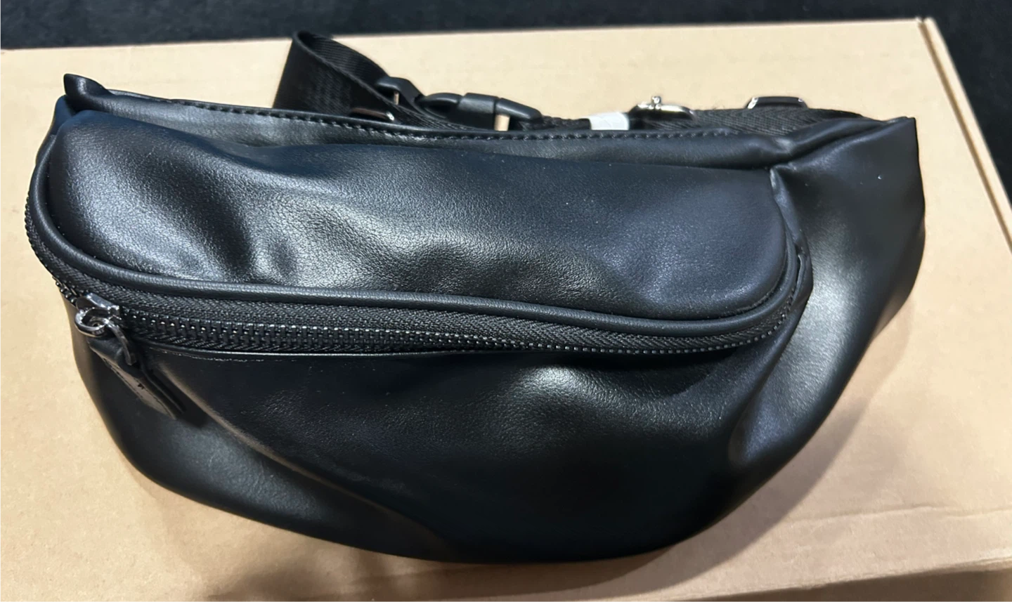 Black Faux Leather Fanny Pack / Crossbody Bag