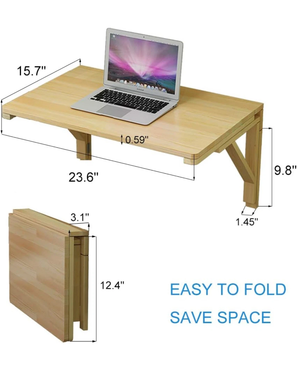 Solid wood wall-mounted folding table