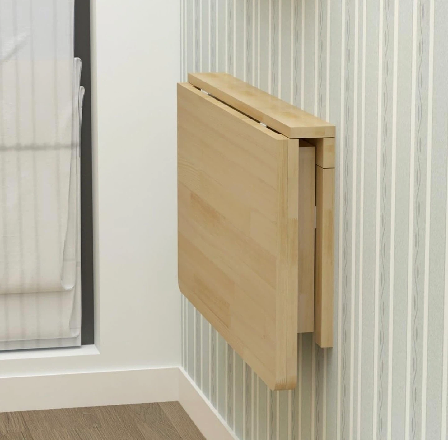 Solid wood wall-mounted folding table - photo 2