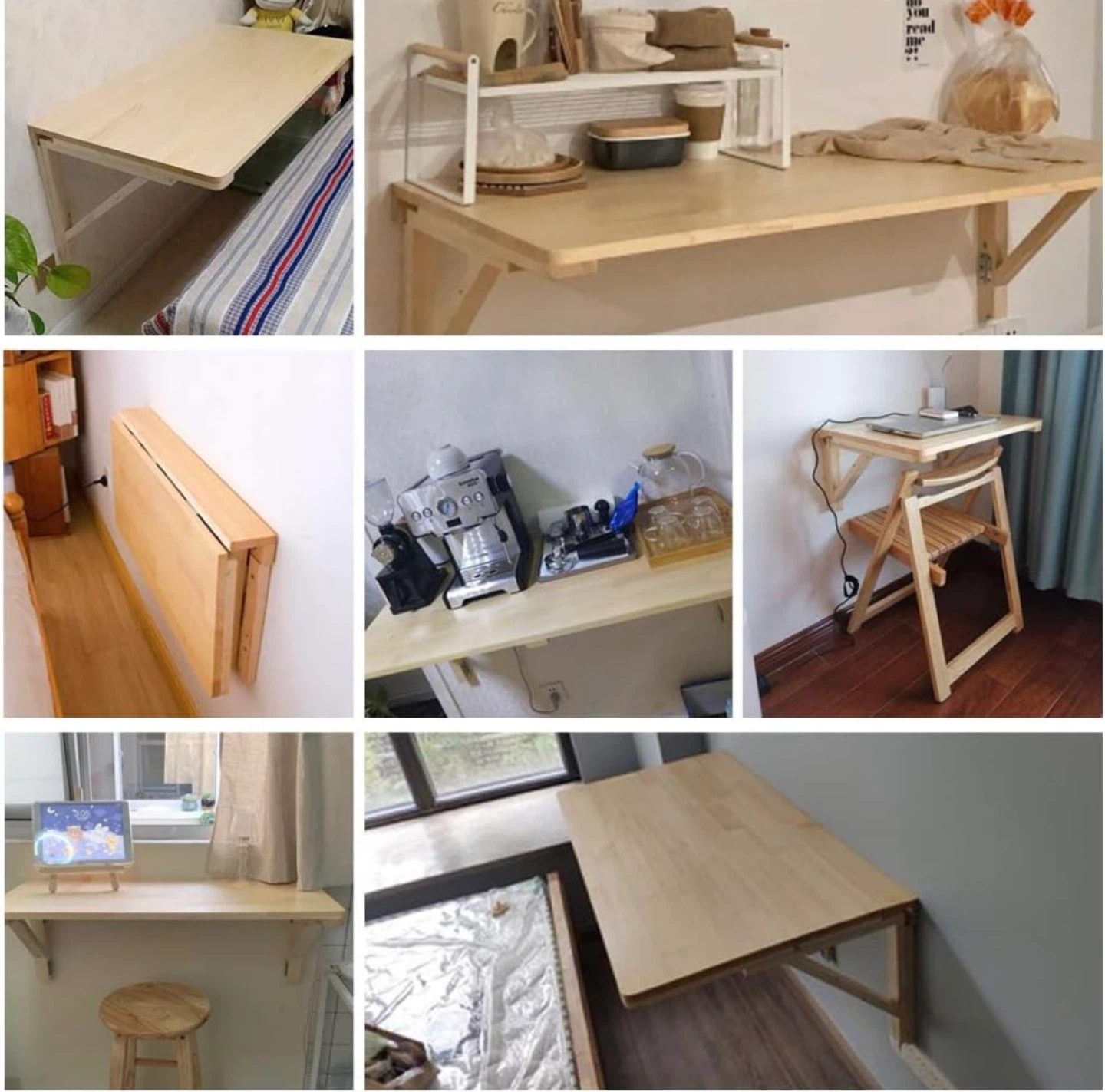 Solid wood wall-mounted folding table - photo 4