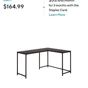 Staples L-Shaped Desk