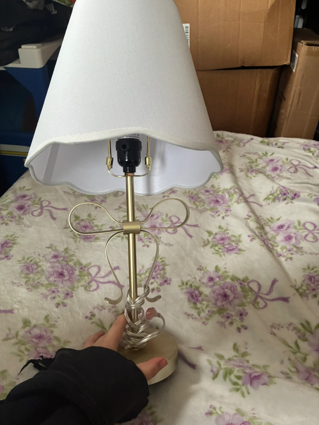 Gold Table Lamp with White Shade