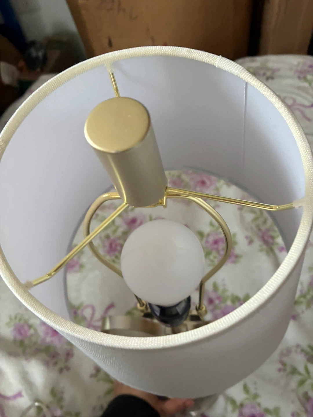 Gold Table Lamp with White Shade - photo 5