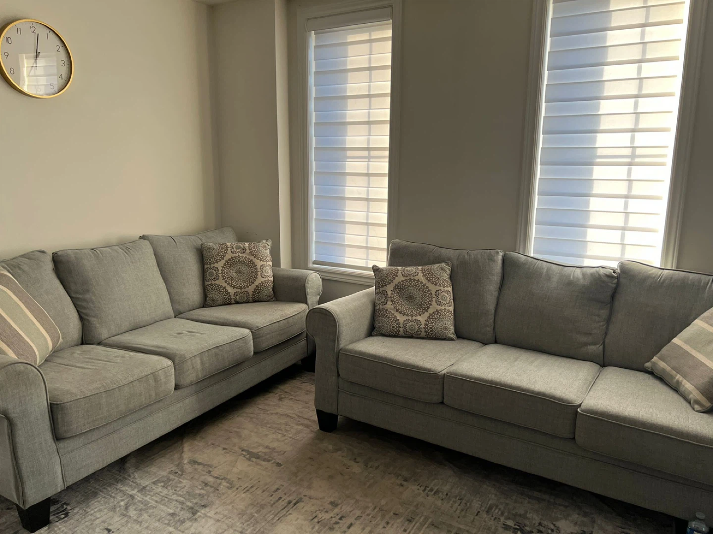 Grey Fabric Sofa with Accent Pillows - photo 3
