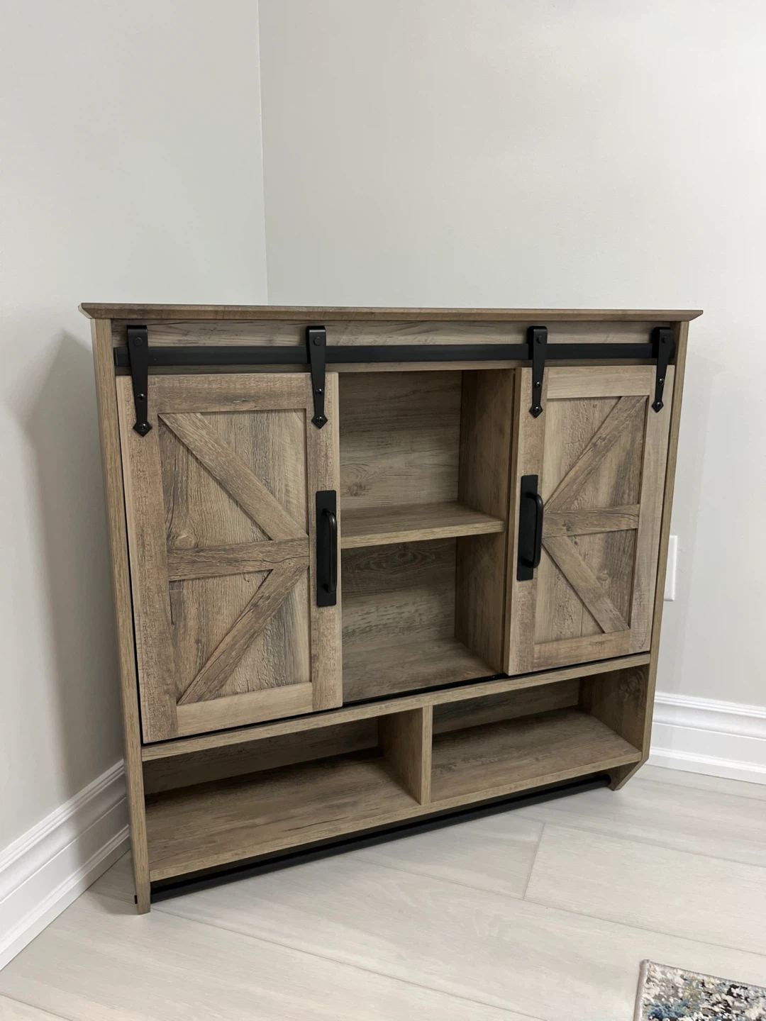 Large Farmhouse Bathroom Cabinet w/ Sliding Barn Doors!