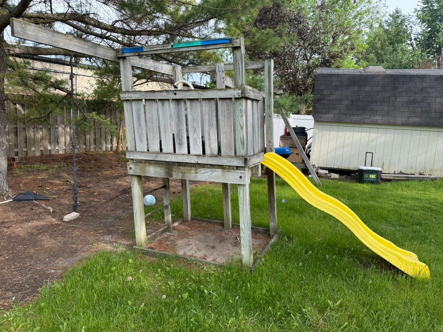 Wooden Playset with Yellow Slide - photo 2