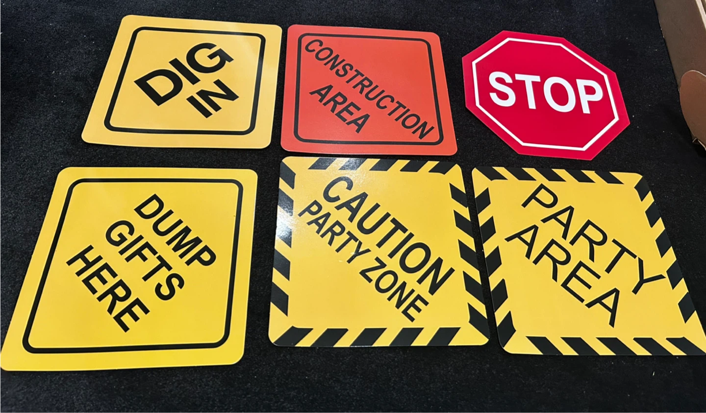 Construction Birthday Party Signs & Cupcake Toppers