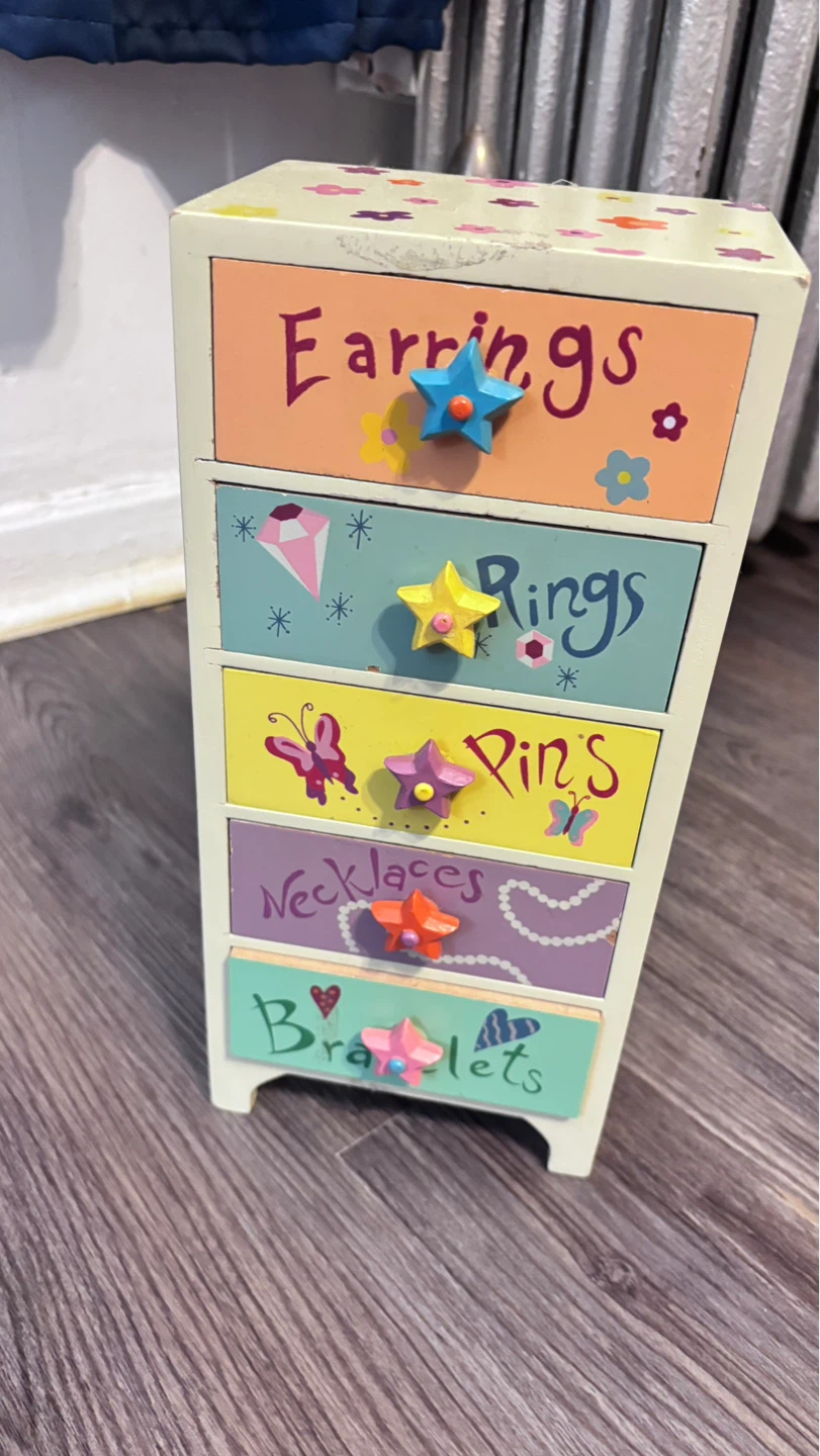 Wooden Jewelry Organizer Chest with 5 Drawers