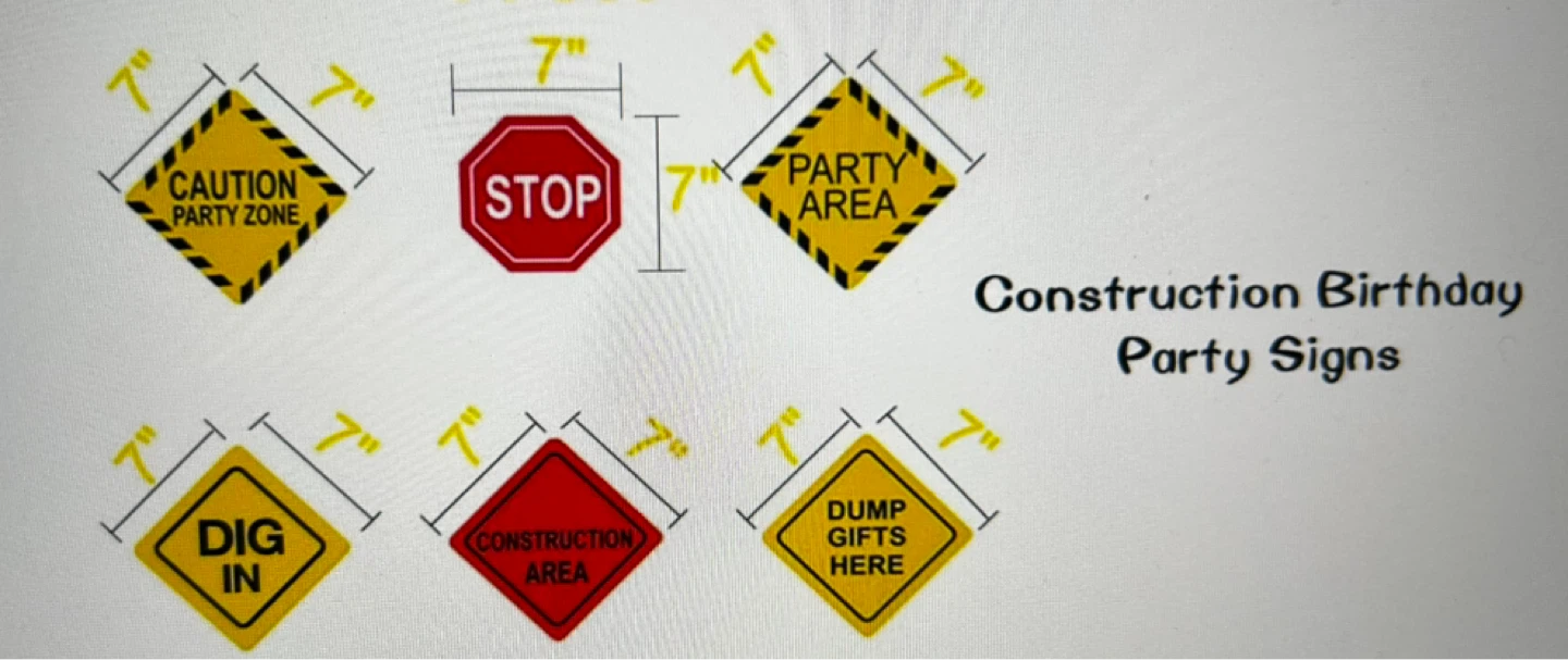 Construction Birthday Party Signs & Cupcake Toppers - photo 3