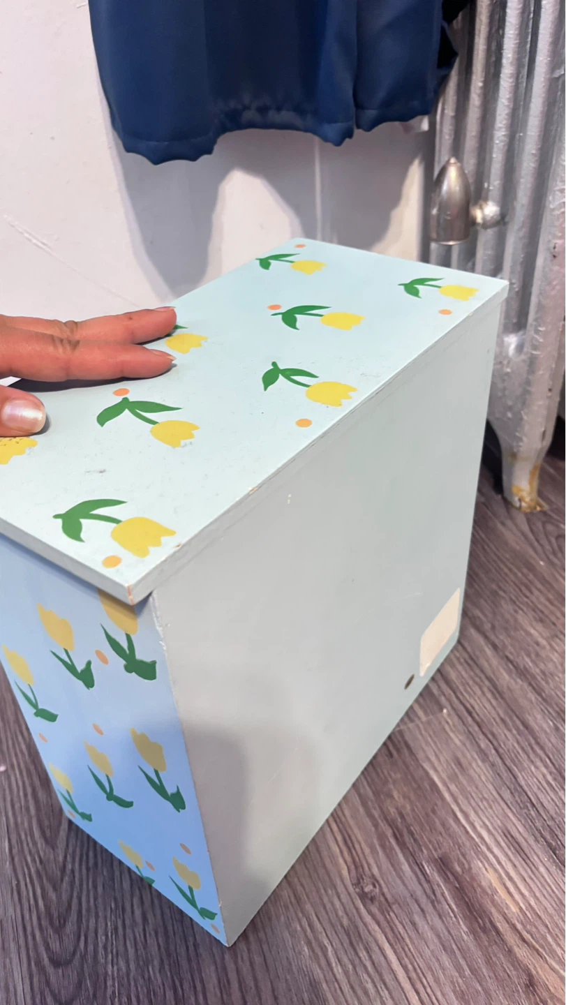 Light Blue Floral Wooden Jewelry Box with Decorated Drawers - photo 4