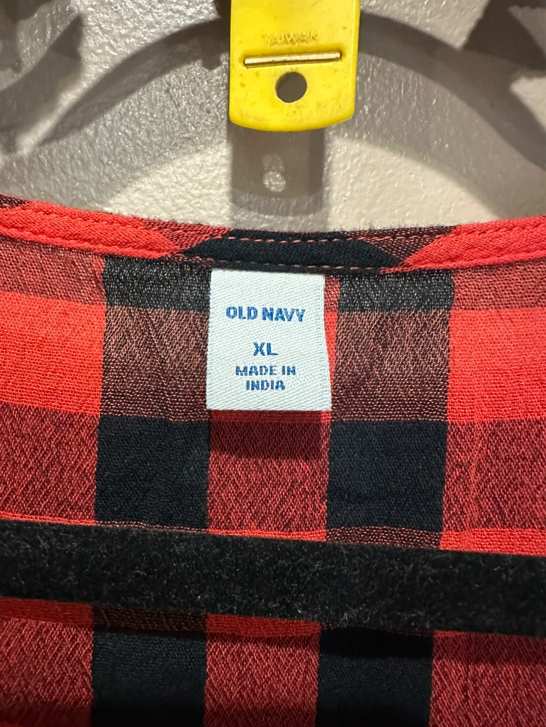 Old Navy Buffalo Plaid Tunic Top XL Red Black Long Sleeve - photo 3