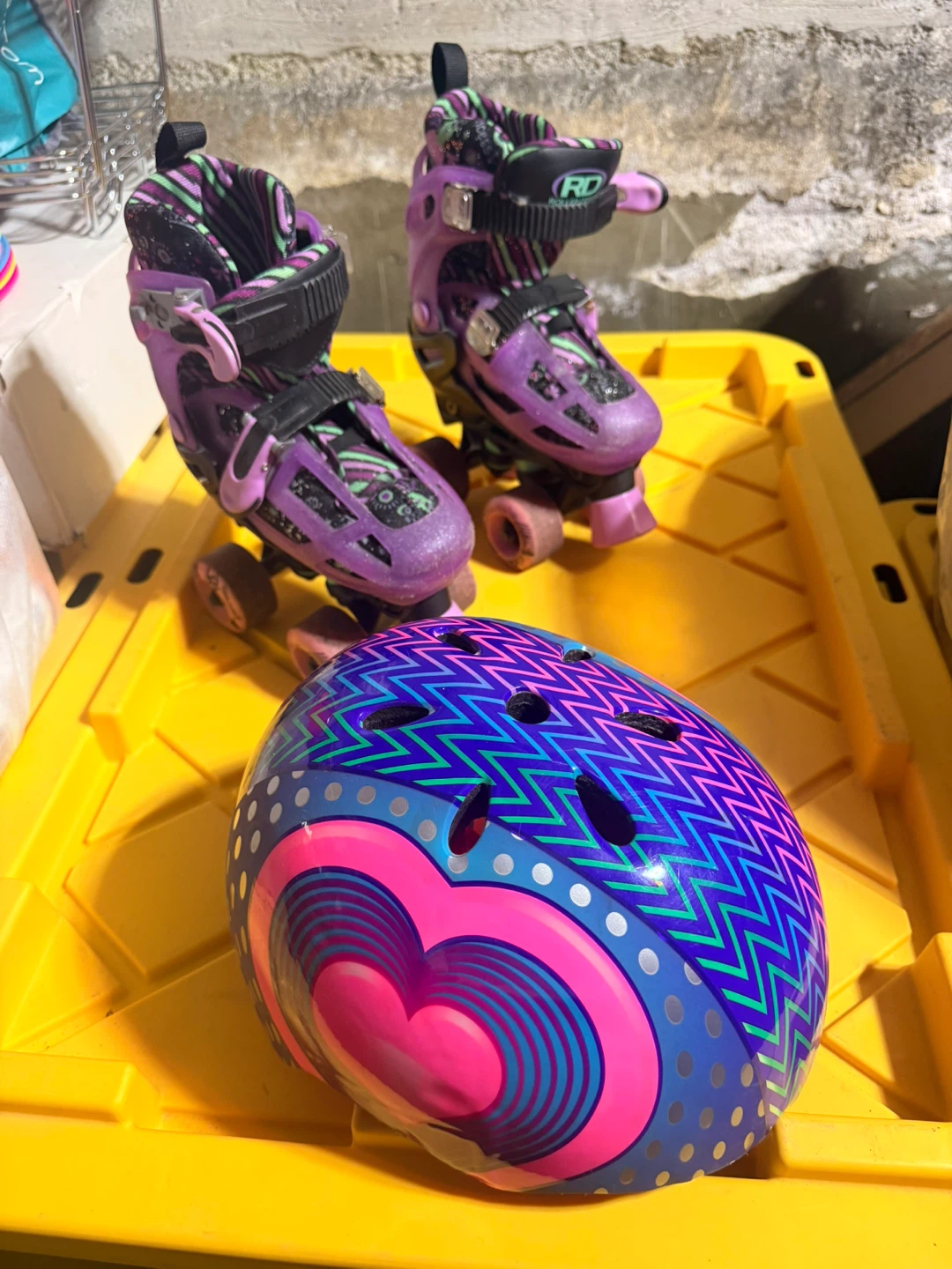 Girls Roller Skates and Helmet Set