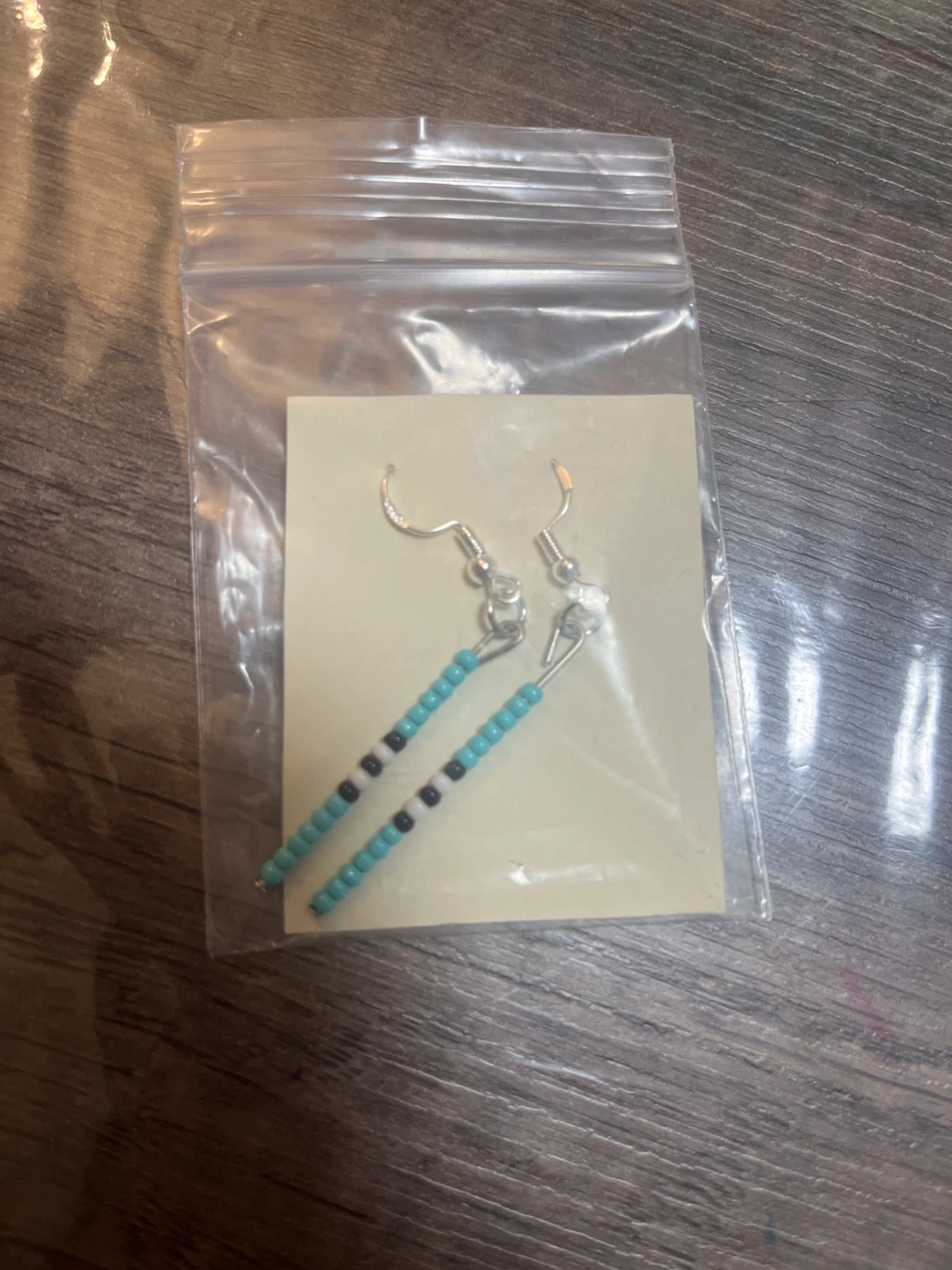 Turquoise and Black Beaded Drop Earrings