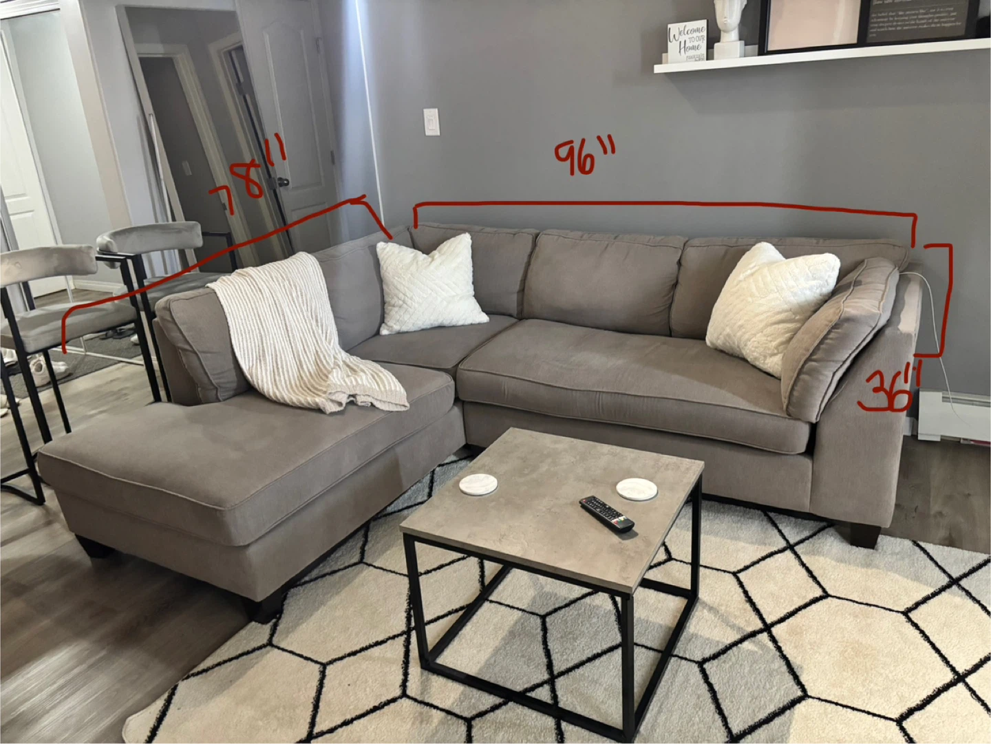 Grey Sectional Sofa with Chaise - photo 3