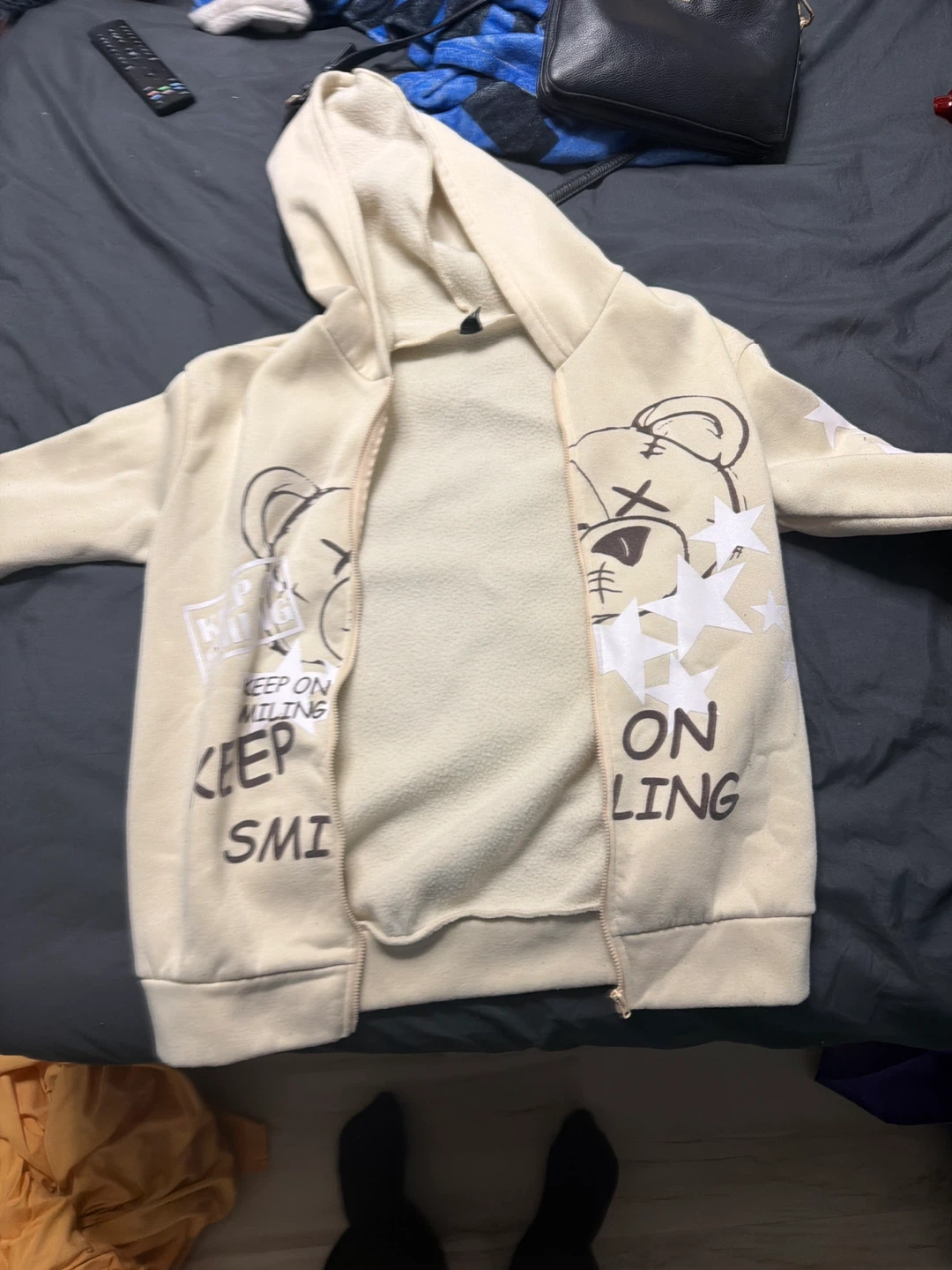 Cream Teddy Bear Zip-Up Hoodie - photo 3