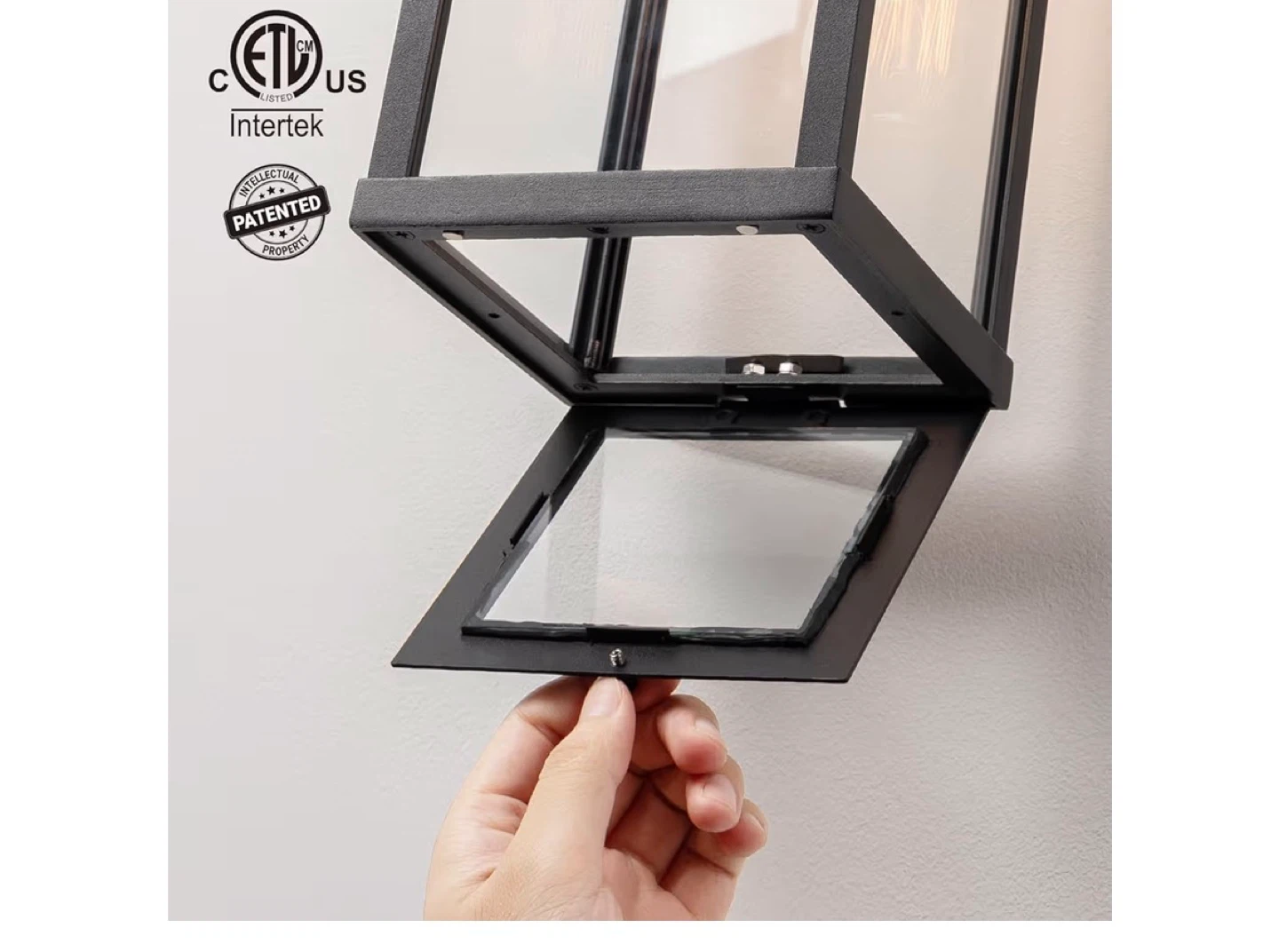 Black Outdoor Lantern Wall Sconce set of 2 - photo 2