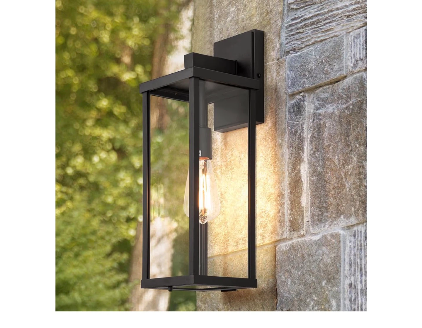 Black Outdoor Lantern Wall Sconce set of 2 - photo 3