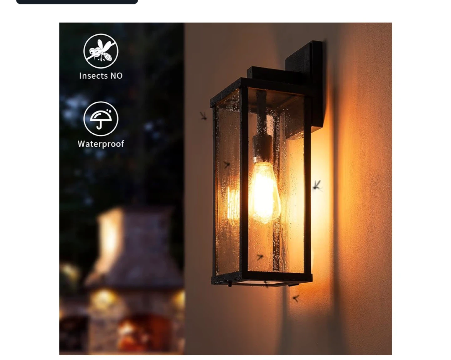 Black Outdoor Lantern Wall Sconce set of 2 - photo 4