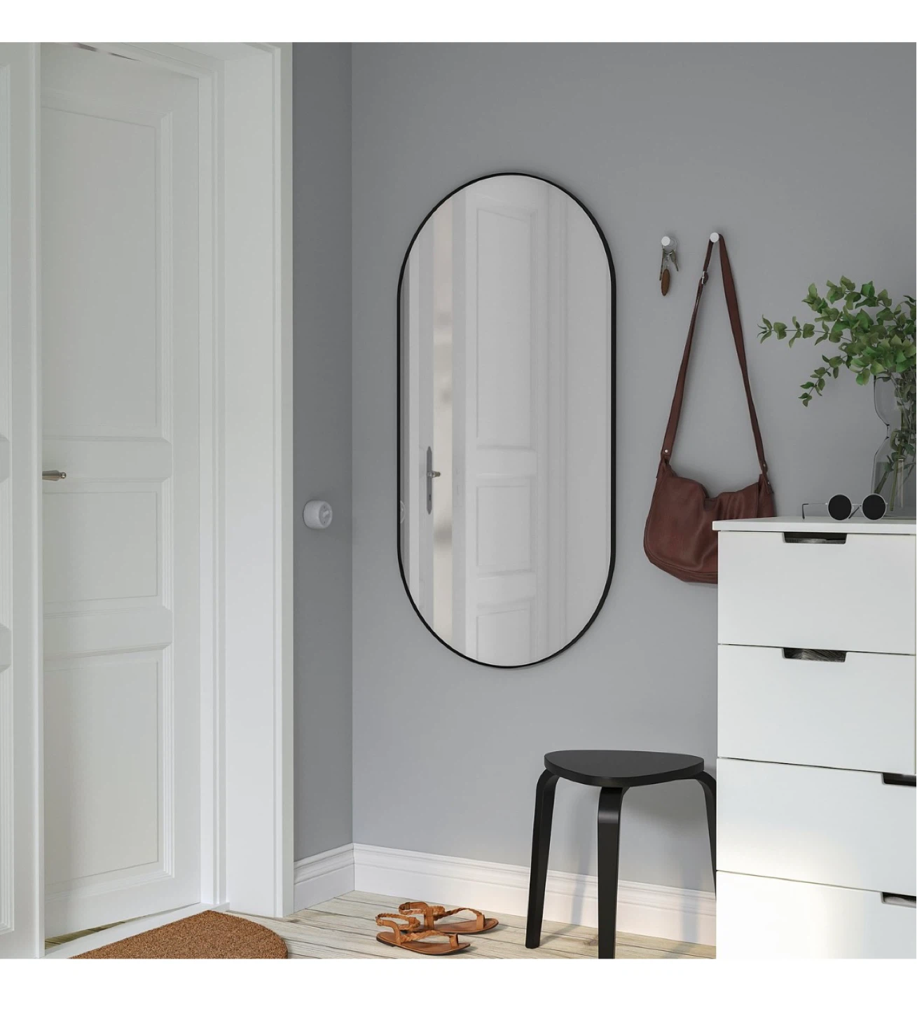 Oval Mirror with Black Frame