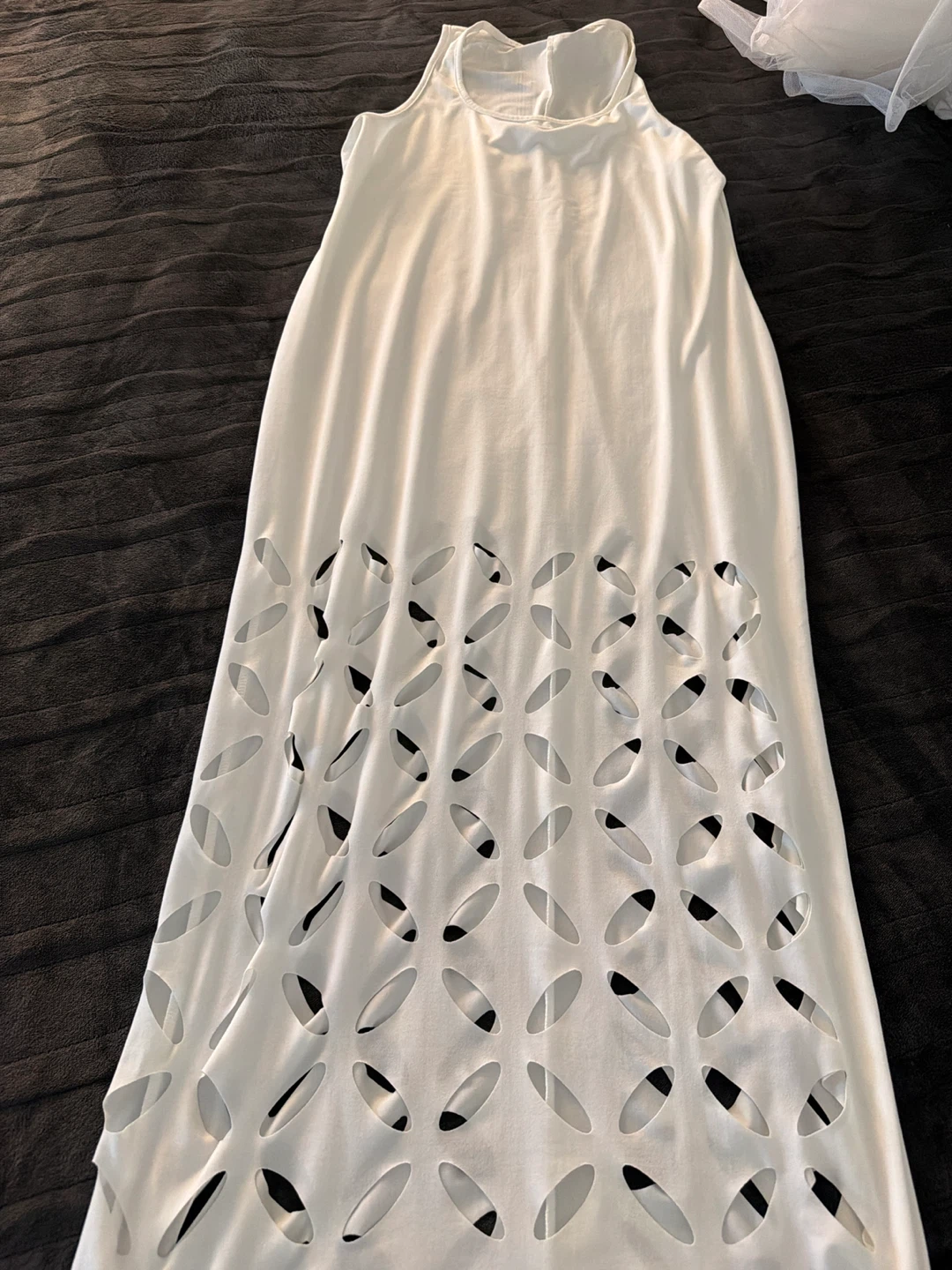 White Sleeveless Maxi Dress with Cut-out Detail