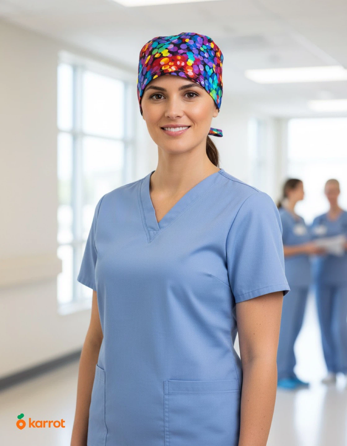 Tie-Back Scrub Cap - Colorful Bokeh Dots - photo 4