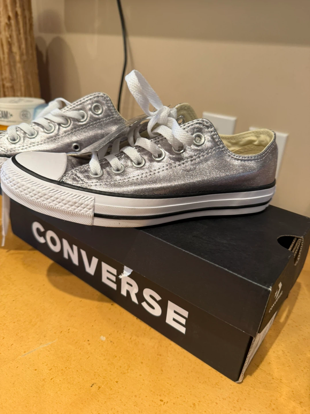 Converse All Star Chuck Taylor Silver Shoes Size 6.5Y - photo 3
