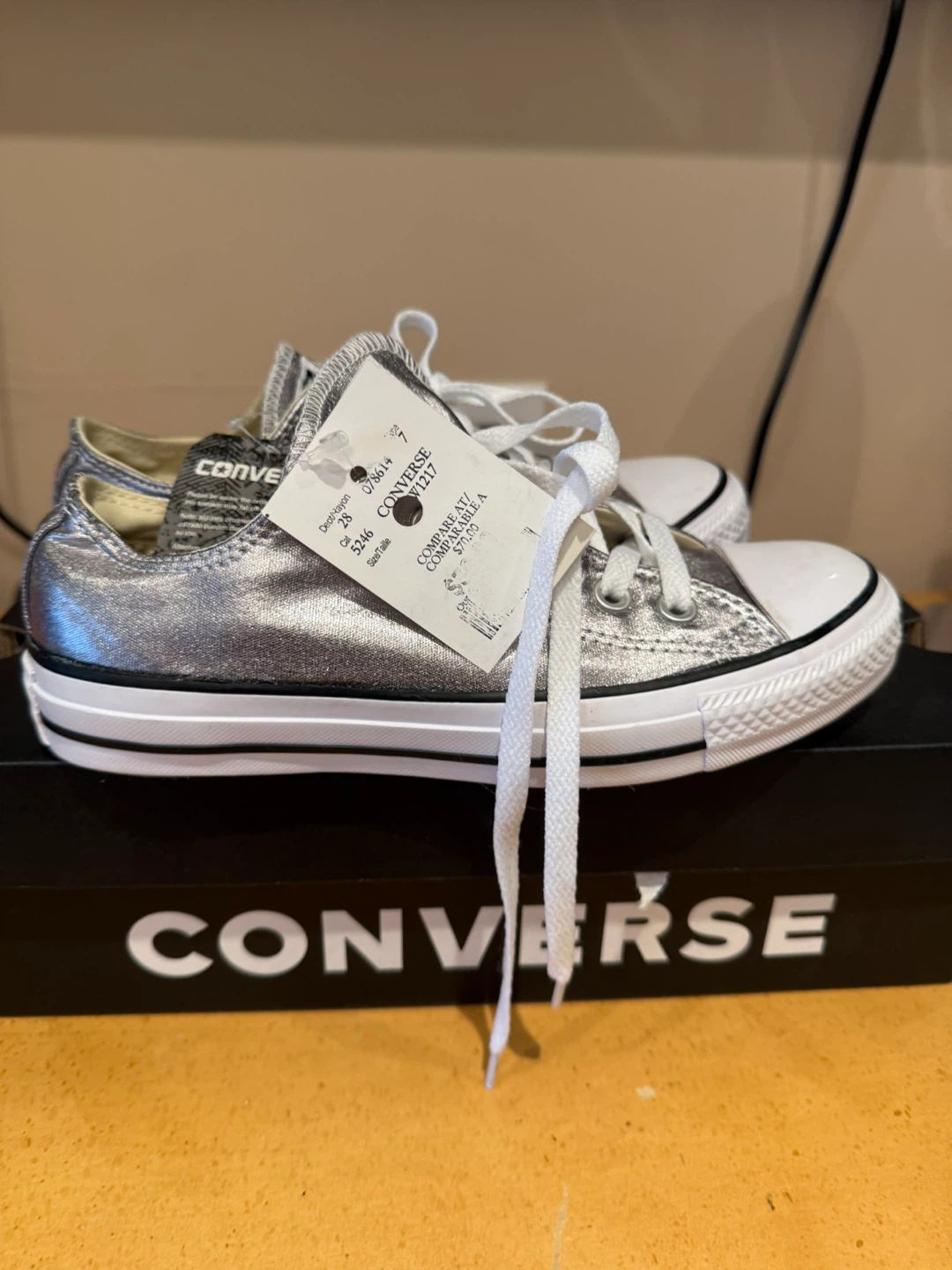 Converse All Star Chuck Taylor Silver Shoes Size 6.5Y - photo 2