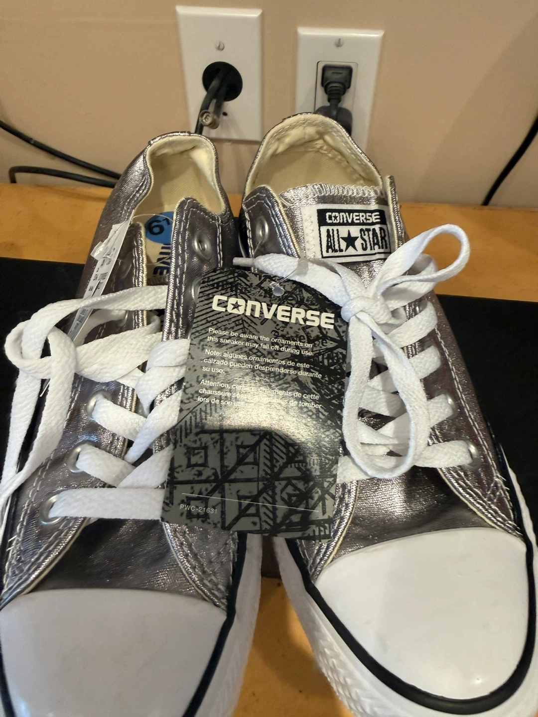 Converse All Star Chuck Taylor Silver Shoes Size 6.5Y