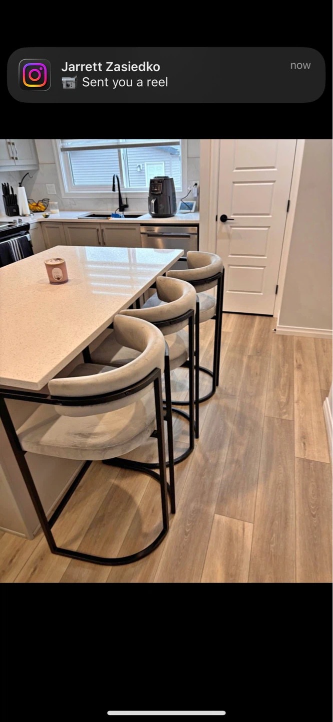 Set of 4 Grey Velvet Bar Stools