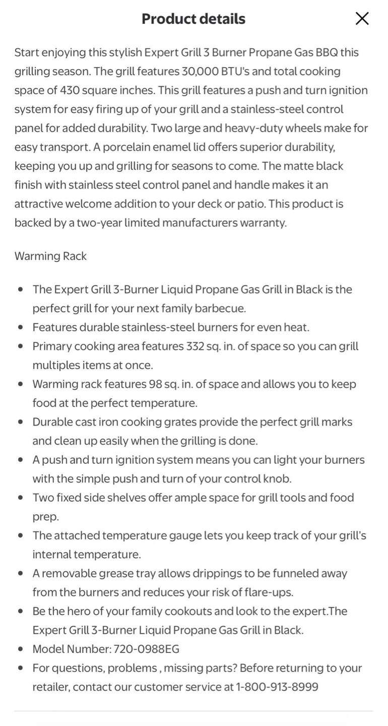 Expert Grill 3-Burner Propane Gas BBQ - photo 2