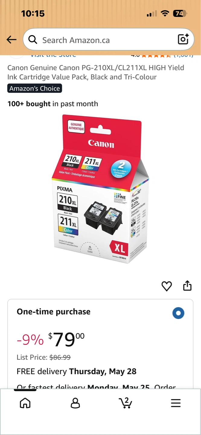 Canon Ink Cartridge (Black & Tri-Colour) 210xl & 211xl - photo 2