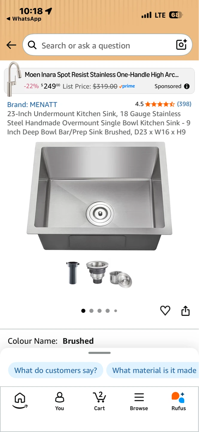 MENATT 23-Inch Undermount Single Bowl Kitchen Sink