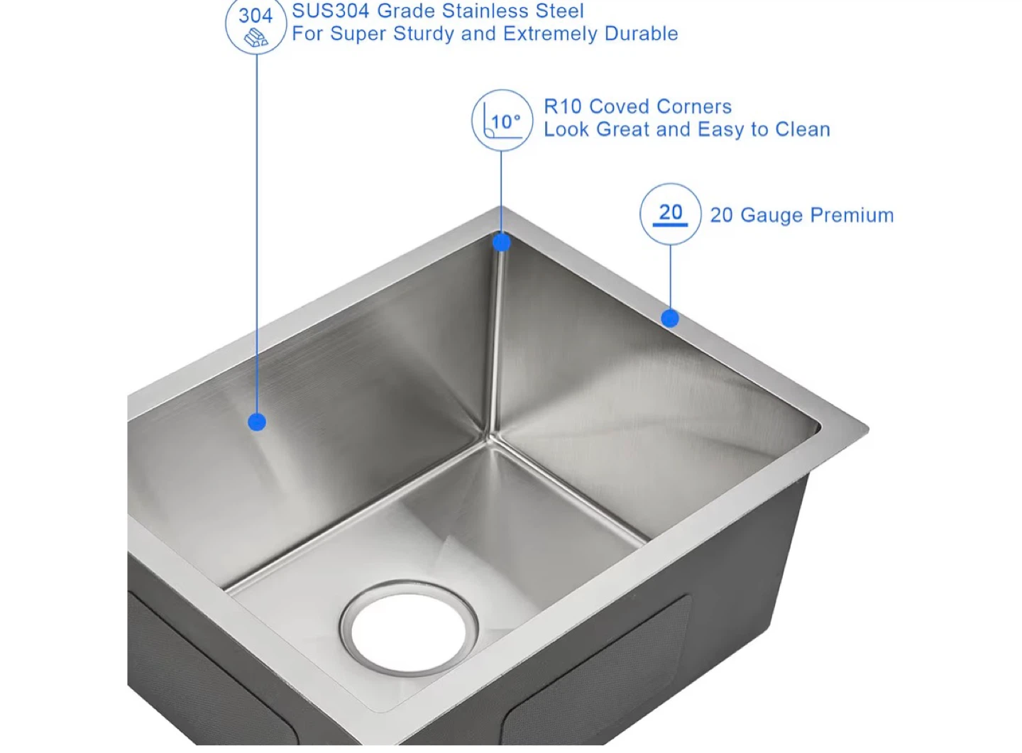 MENATT 23-Inch Undermount Single Bowl Kitchen Sink - photo 3