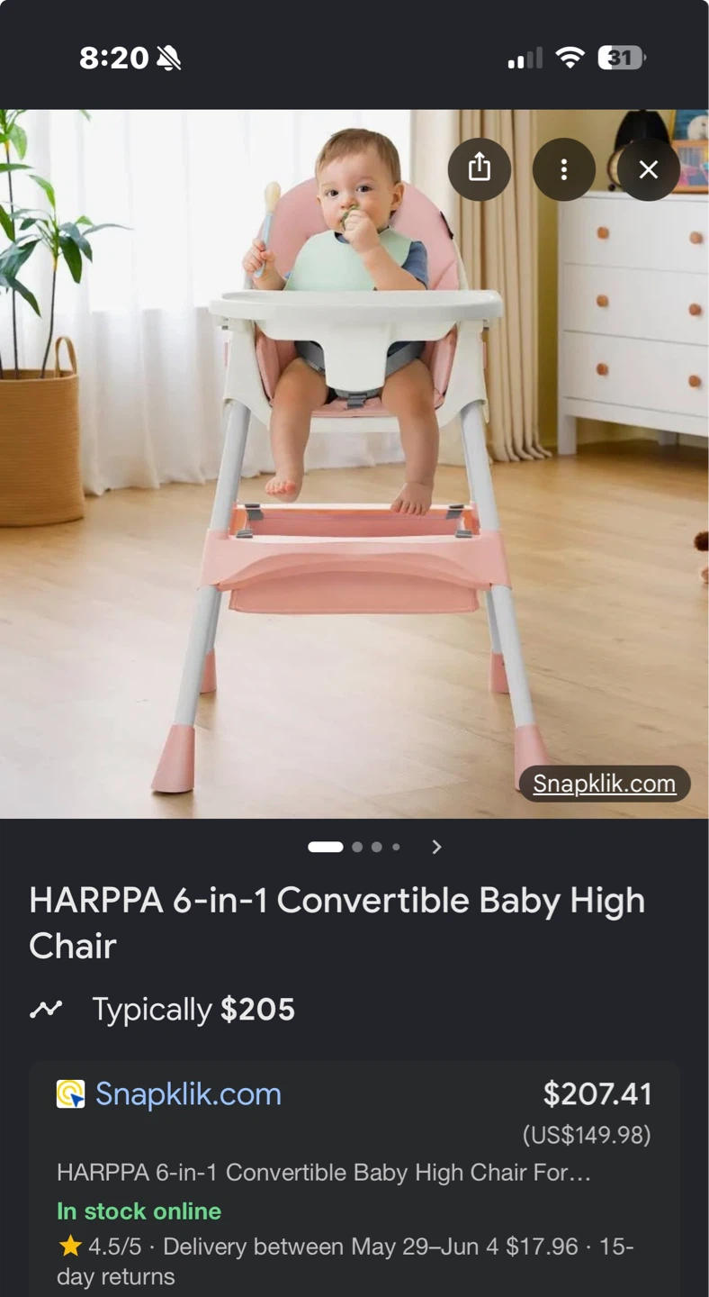 Baby High Chair green color
