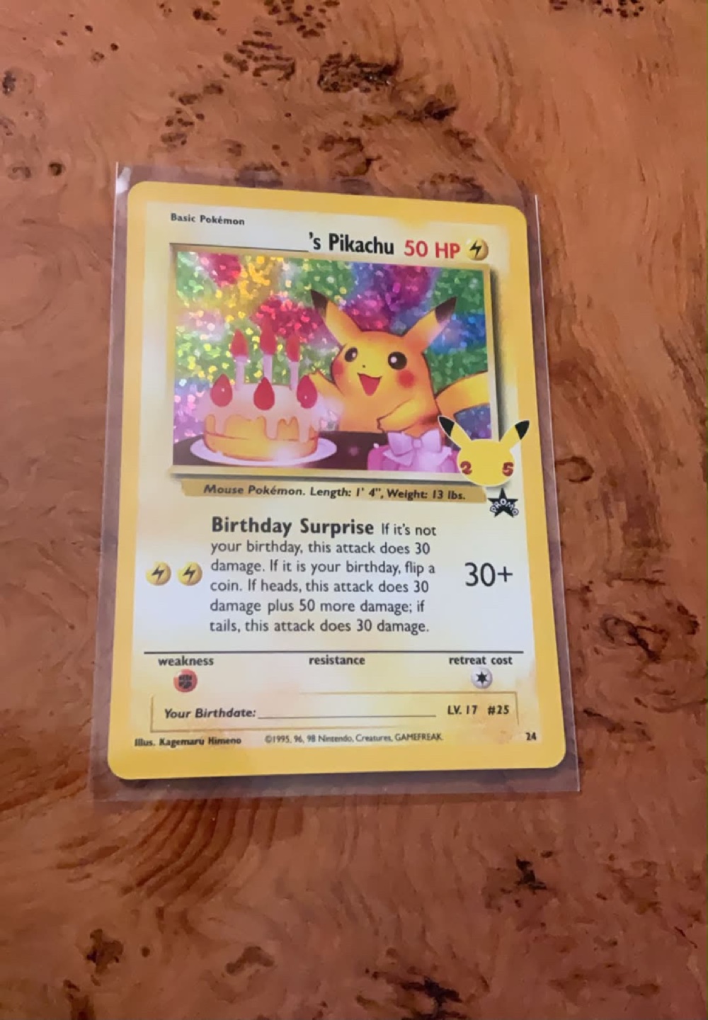 Pokemon Birthday Surprise Pikachu Card