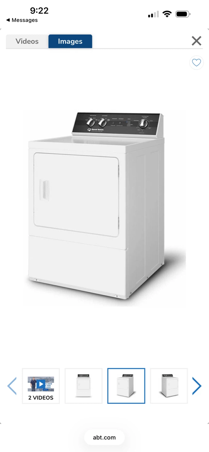 Speed Queen White Dryer