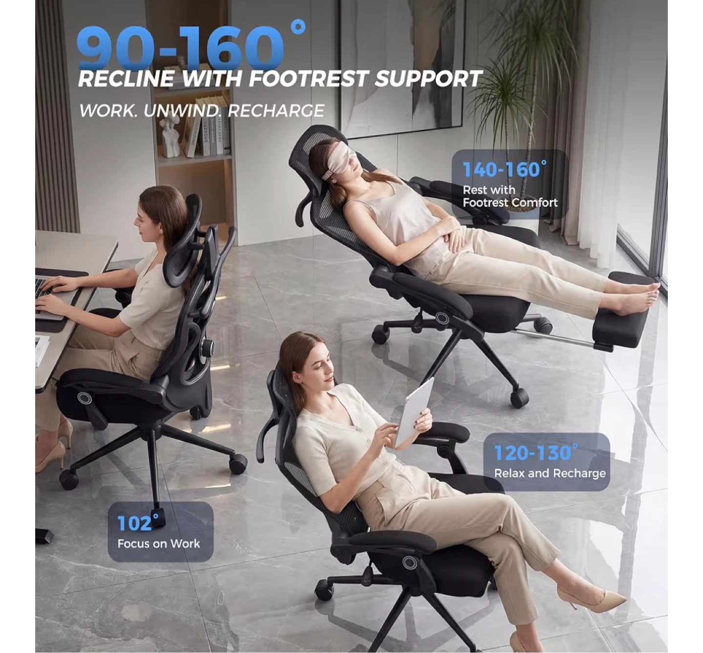 Ergonomic Mesh Office Chair with Footrest - photo 4