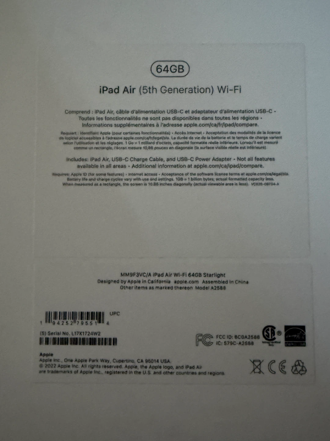 Apple iPad Air (5th Generation) Wi-Fi 64GB Starlight - photo 3