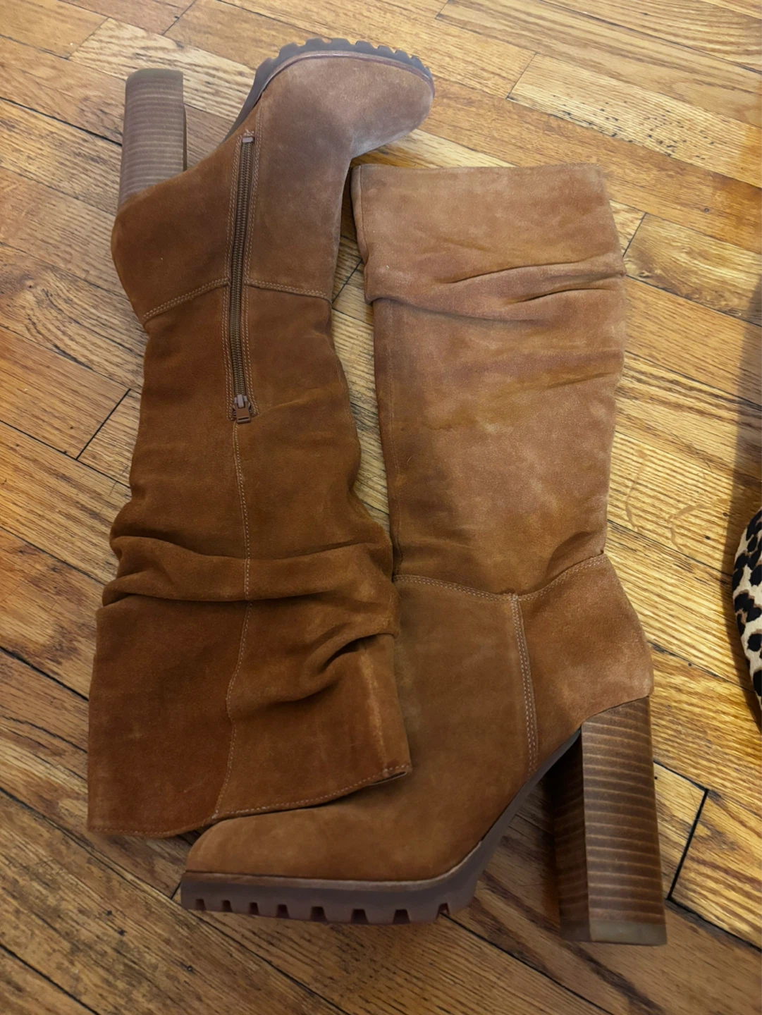 Brown Suede Knee-High Boots
