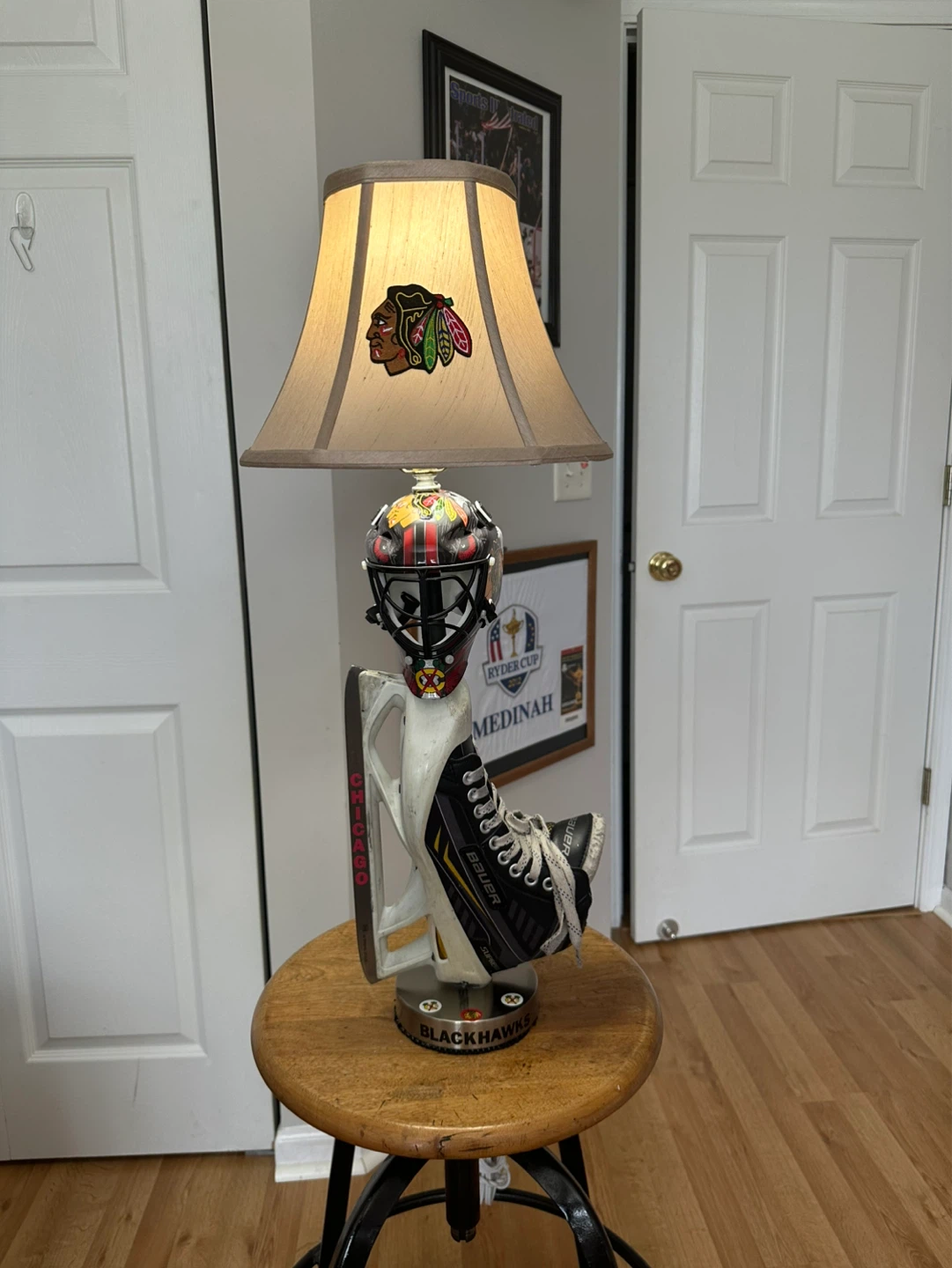 Chicago Blackhawks Hockey Themed Lamp