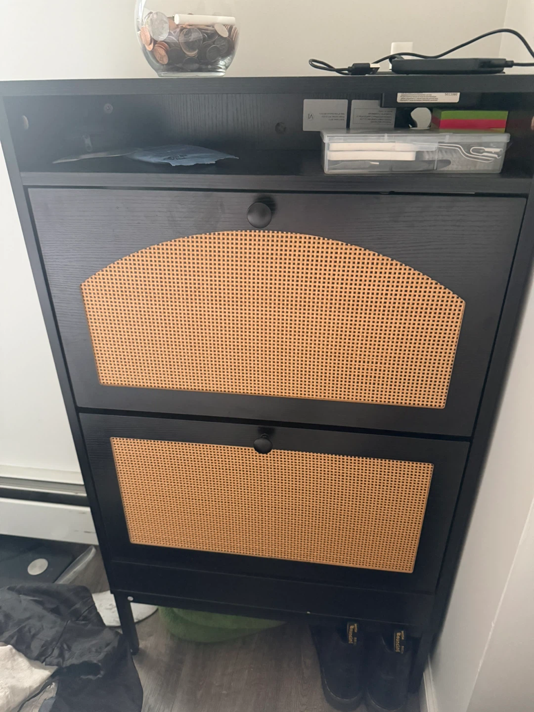 Modern Rattan Style Shoe Cabinet - photo 4