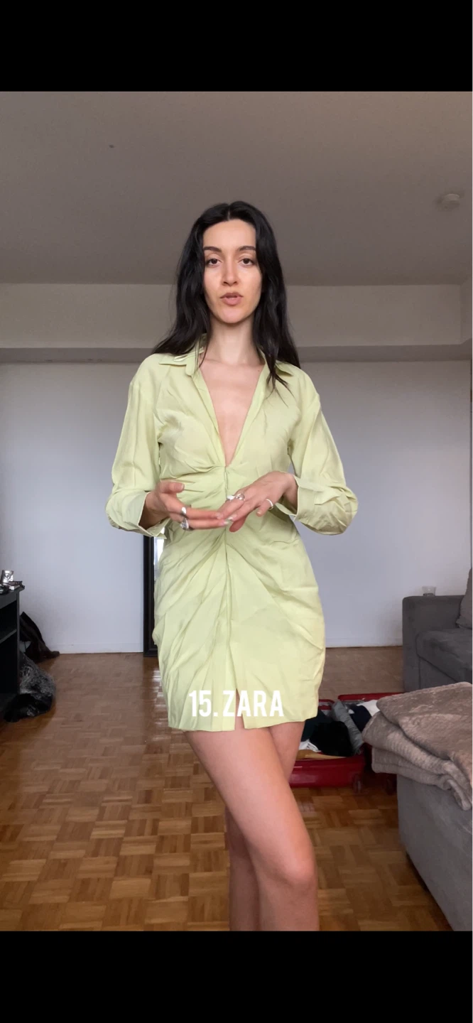 Zara Twist Front Shirt Dress - Light Green