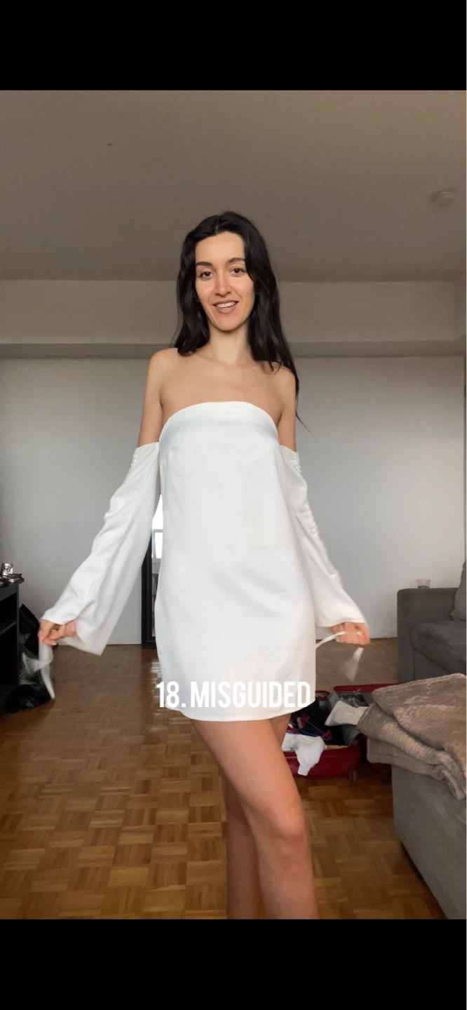 White Off-the-Shoulder Mini Dress