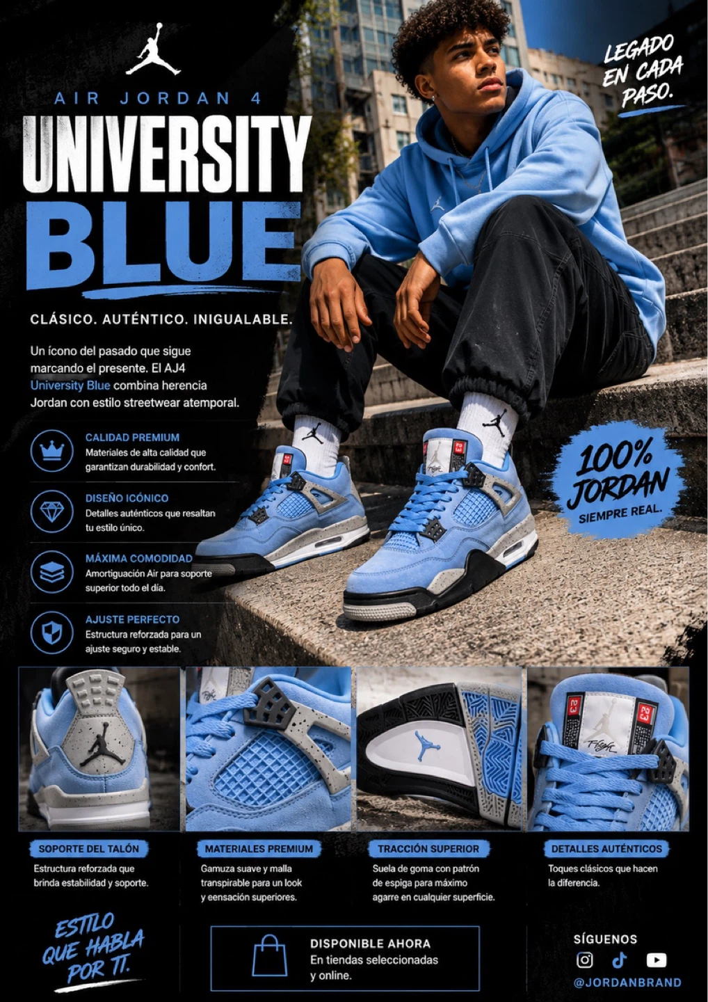 Air Jordan 4 Retro University Blue Men's Shoes - photo 5