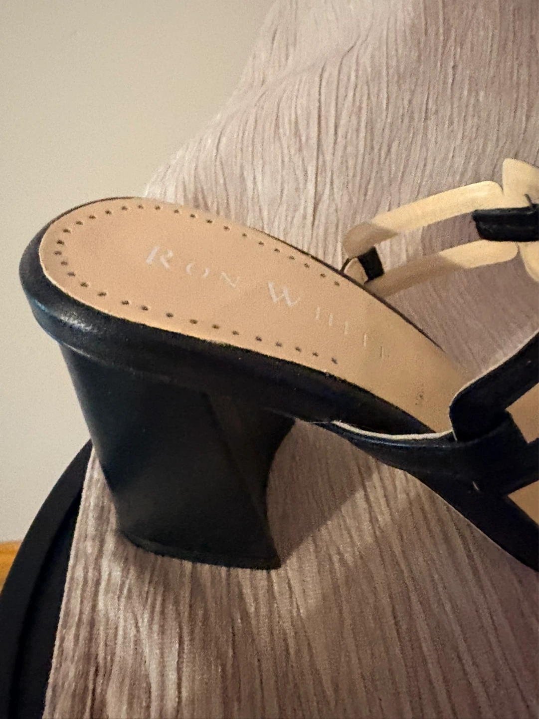 Ron White Black Leather Strappy Block Heel Sandals - photo 3