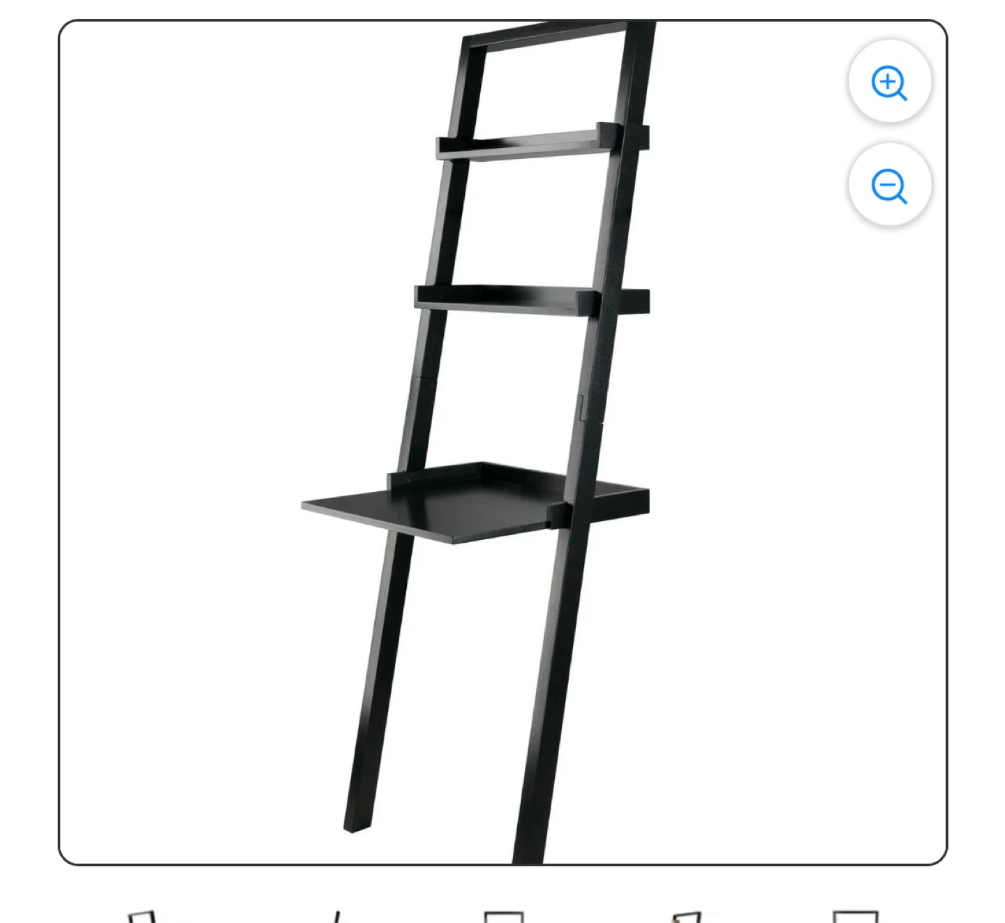 Dark Wood Ladder Shelf with Desk