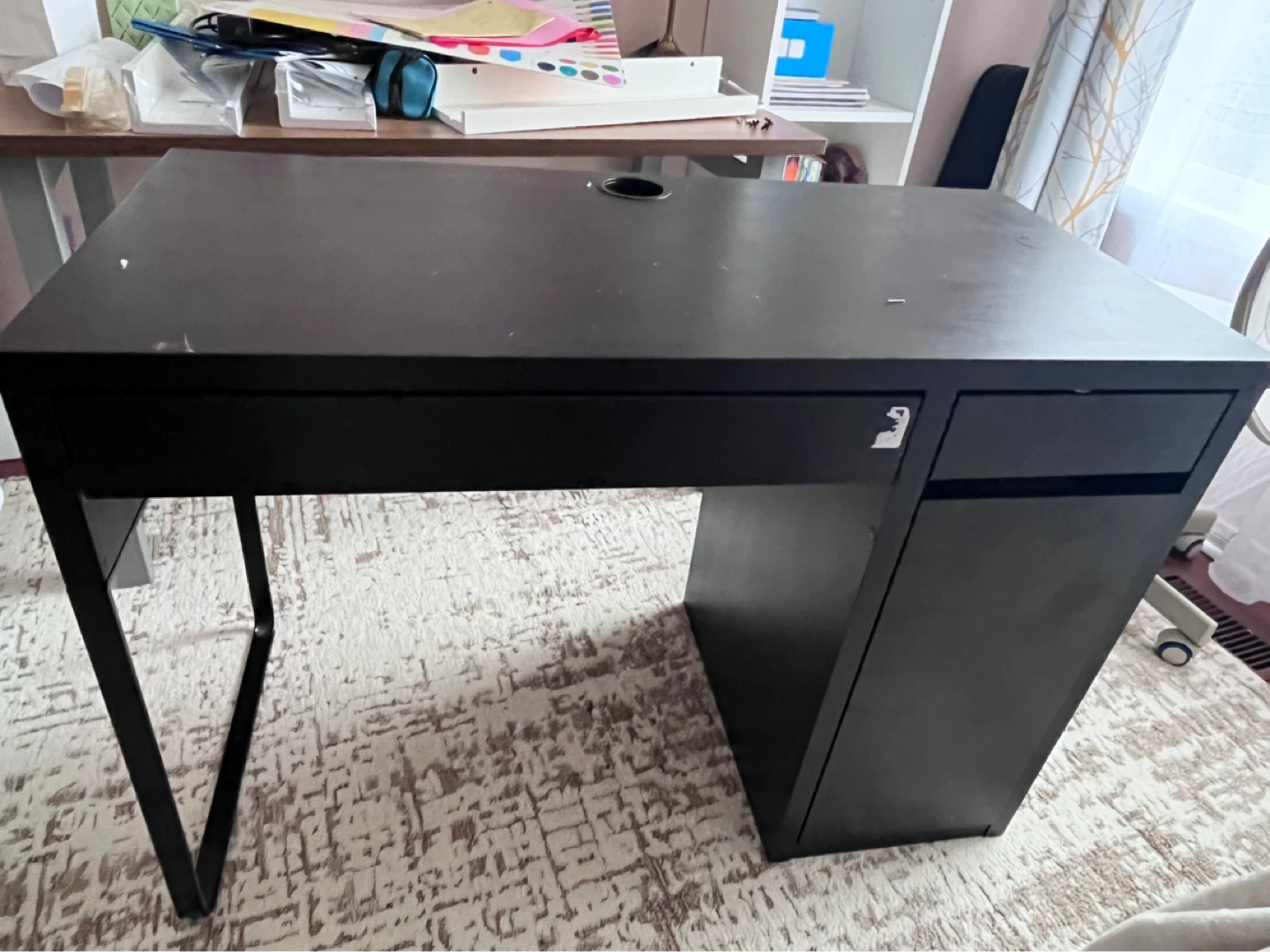 Black Desk with Drawer and Storage - photo 2
