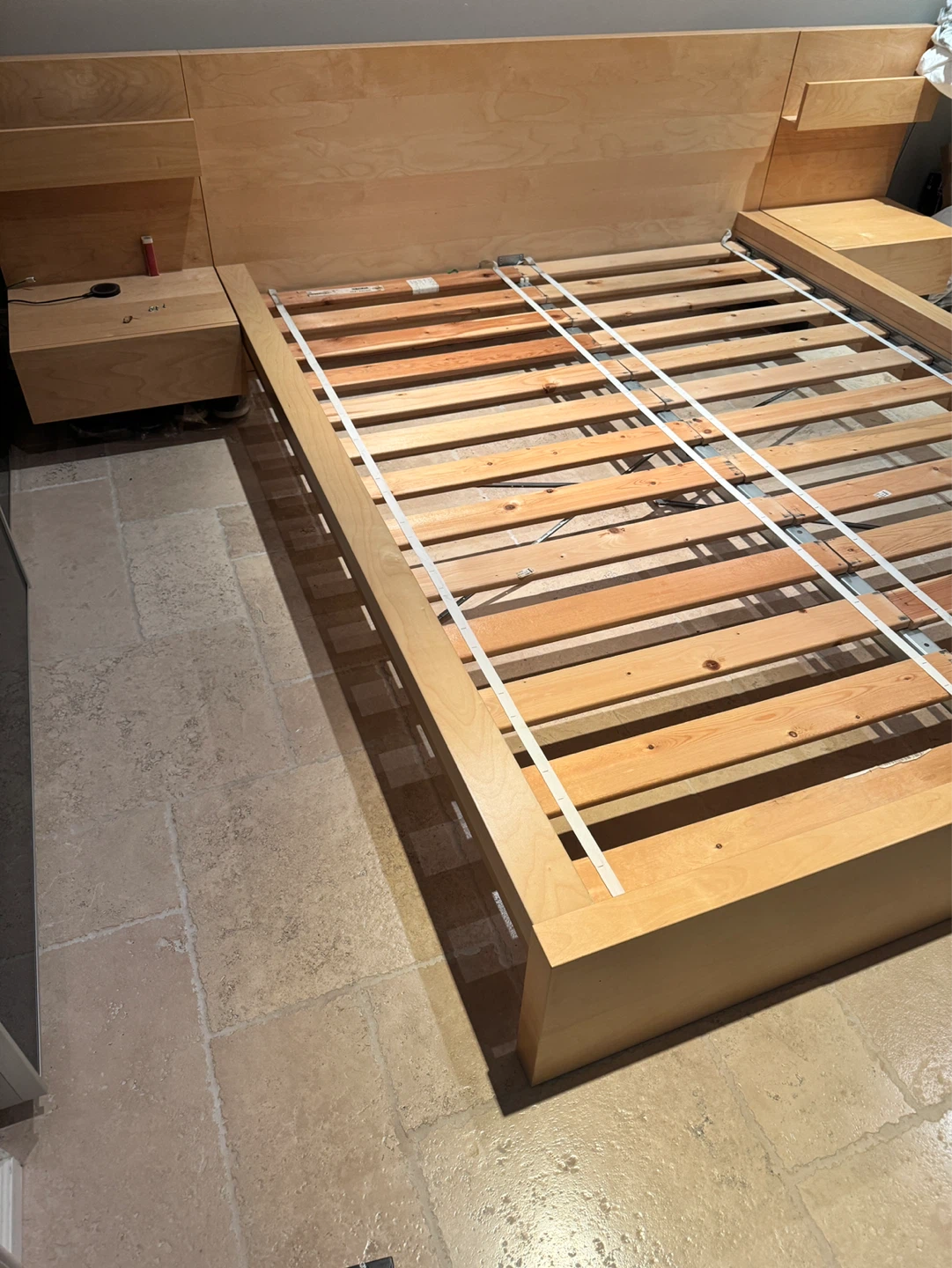Queen size IKEA Malm bed with night stand
